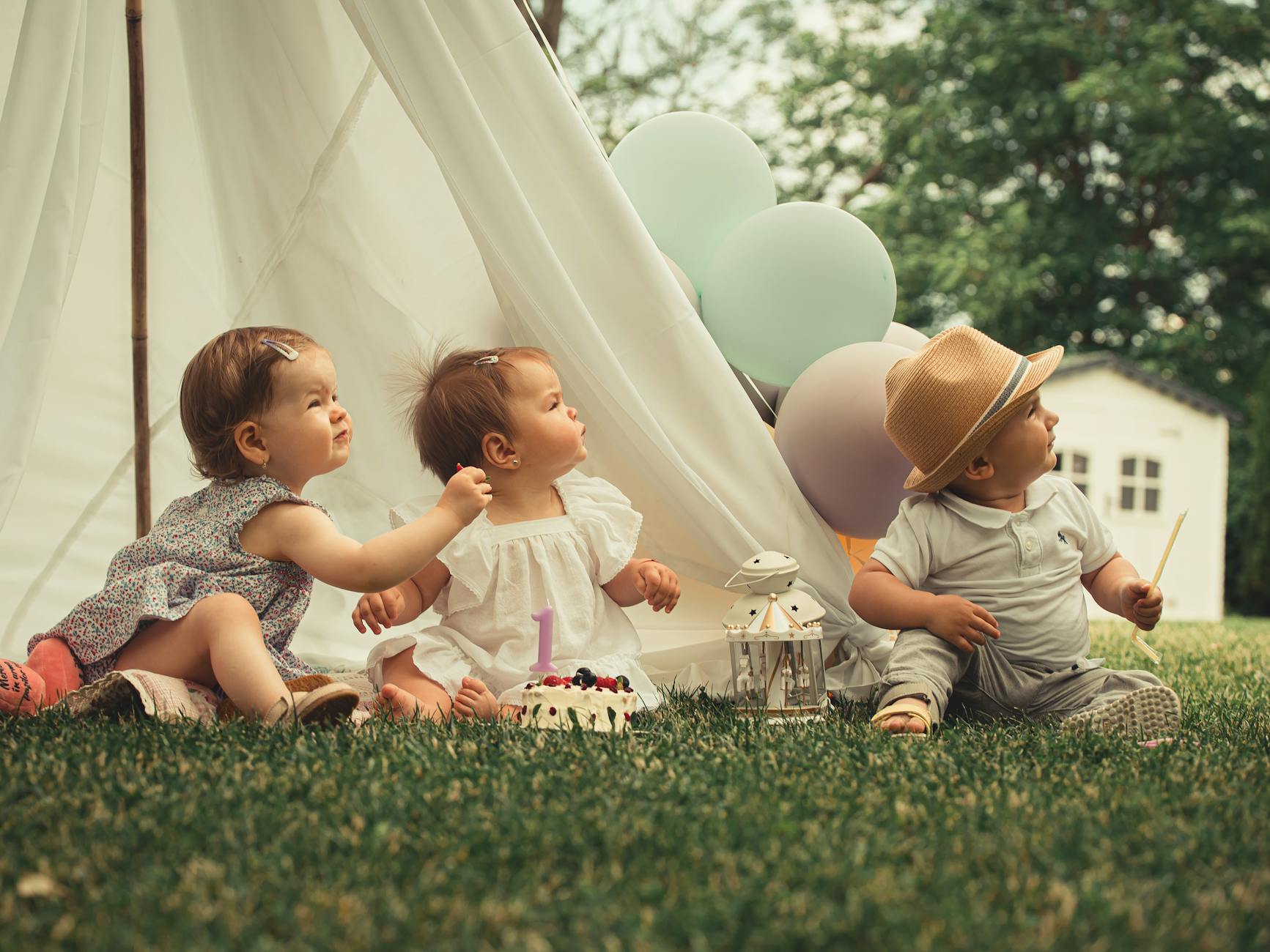 babies during birthday party